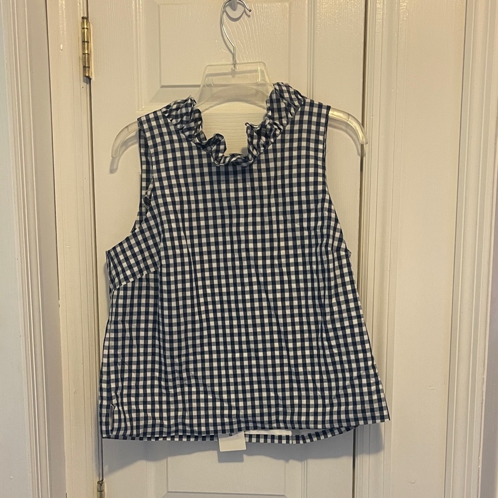 Women’s Gingham Sleeveless Top - navy and White
